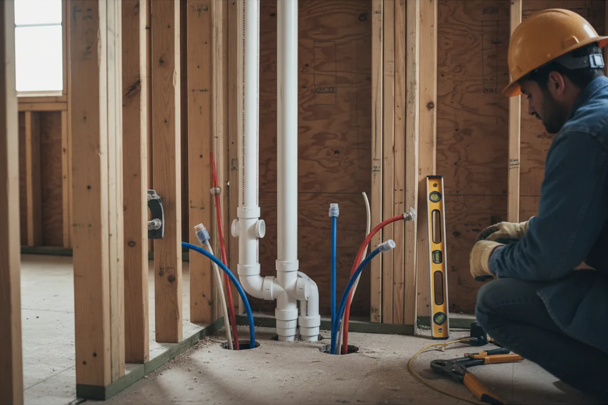 Drain and supply rough-in during Toilet Repair and Installation in Mc Indoe Falls